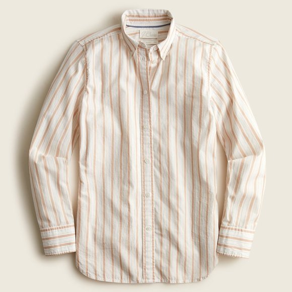 J. Crew NWT Camel Stripe Classic-fit Shirt size 8 - Picture 5 of 9